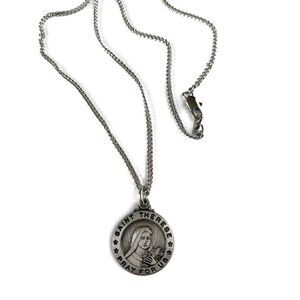 Saint Therese Pray For Us Pewter Necklace